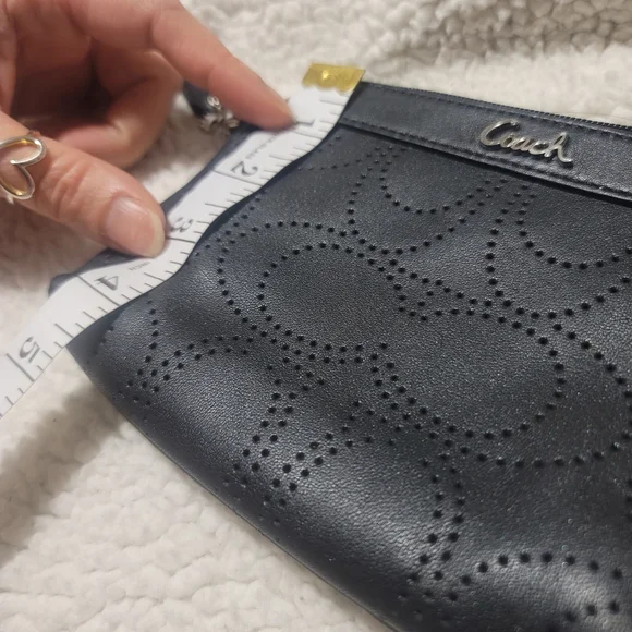 Coach Black Perforated Leather Wristlet - Picture 7 of 7